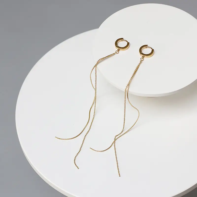 Temperament Joker Autumn Winter Tassel Ear Buckle Snake Bone Round Bead Earrings - Image 2