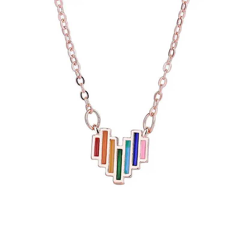 Korean Style Rainbow Heart Necklace for Women - Image 7