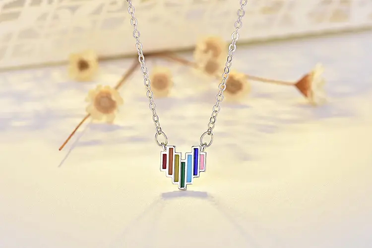 Korean Style Rainbow Heart Necklace for Women — feature 38