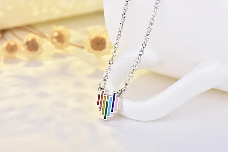 Korean Style Rainbow Heart Necklace for Women — feature 39
