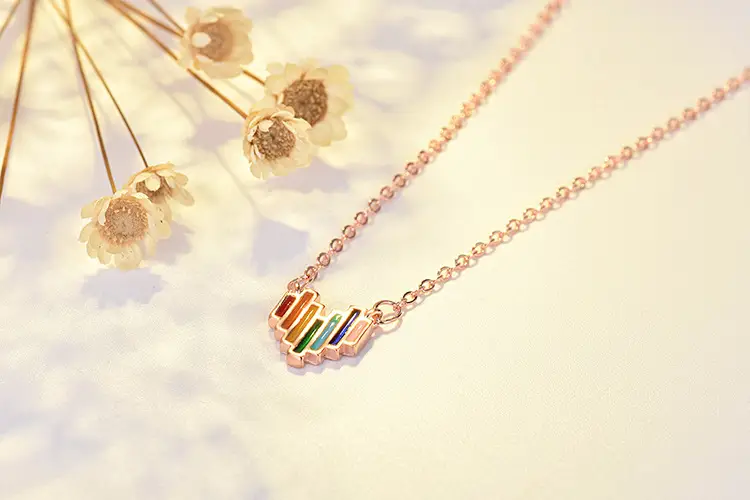 Korean Style Rainbow Heart Necklace for Women — feature 40