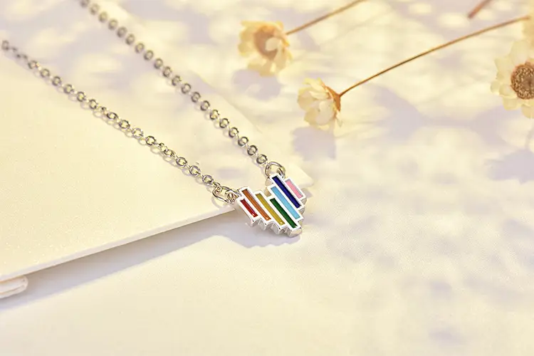 Korean Style Rainbow Heart Necklace for Women — feature 41