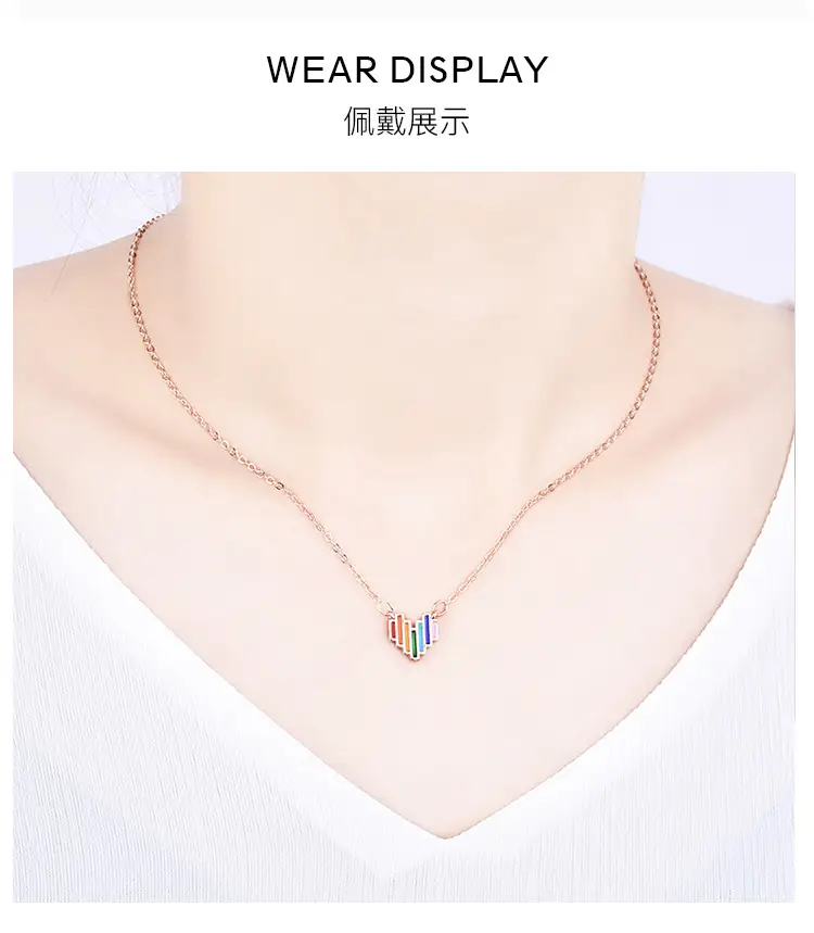 Korean Style Rainbow Heart Necklace for Women — feature 42