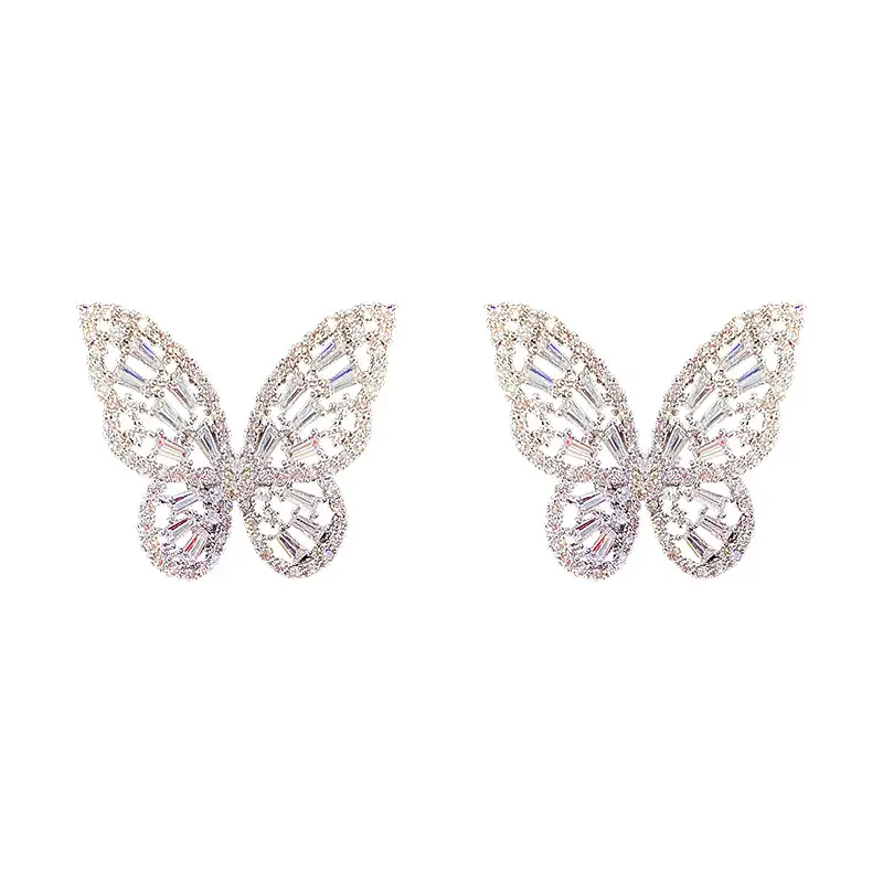Silver Butterfly Zircon Earrings for Women - Image 6