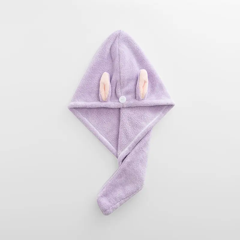 Pink Cartoon Rabbit Ears Hair Drying Hat for Kids - Image 2