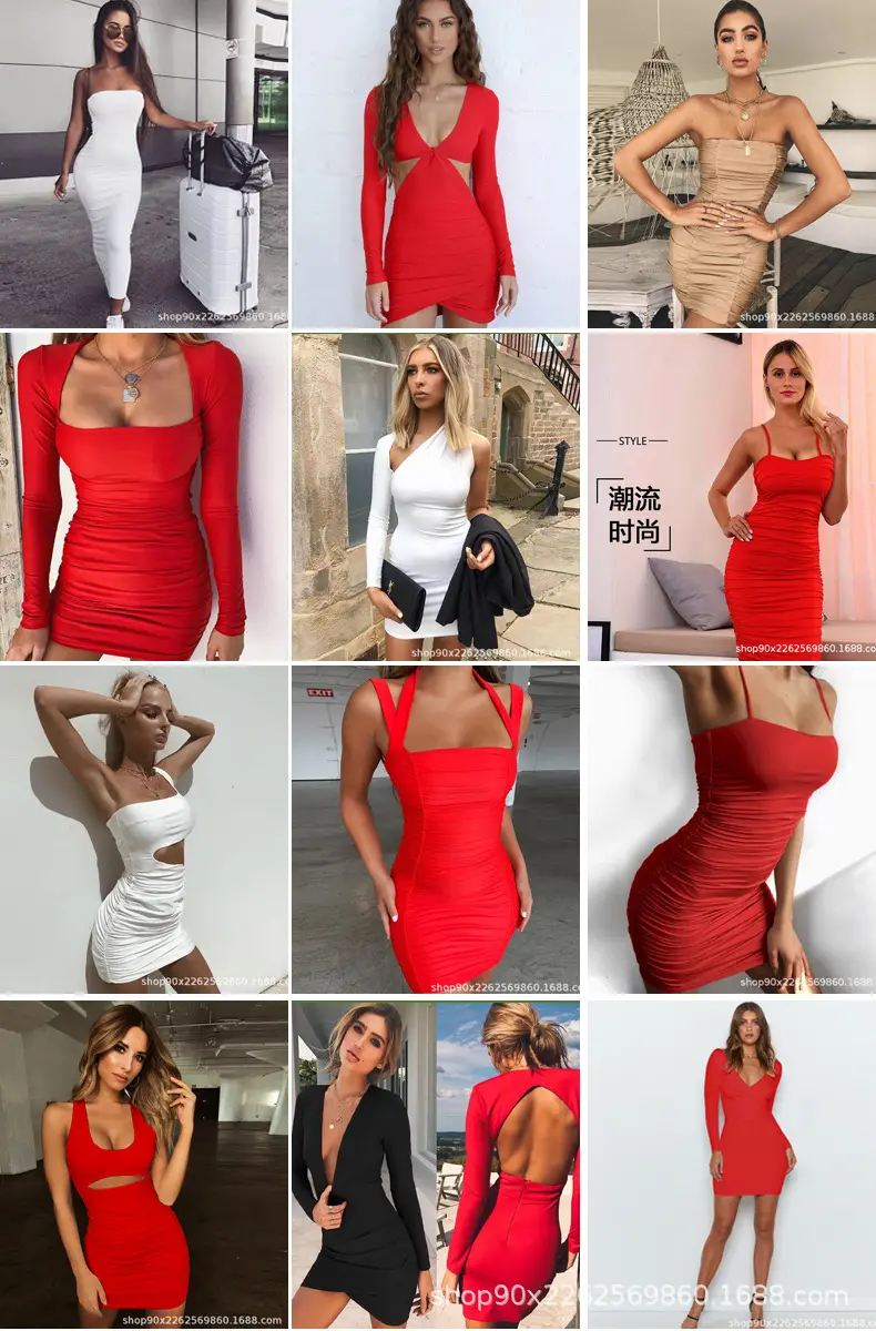 2025 Red Hip-Hugging Women's Dress Cross-Border — feature 1