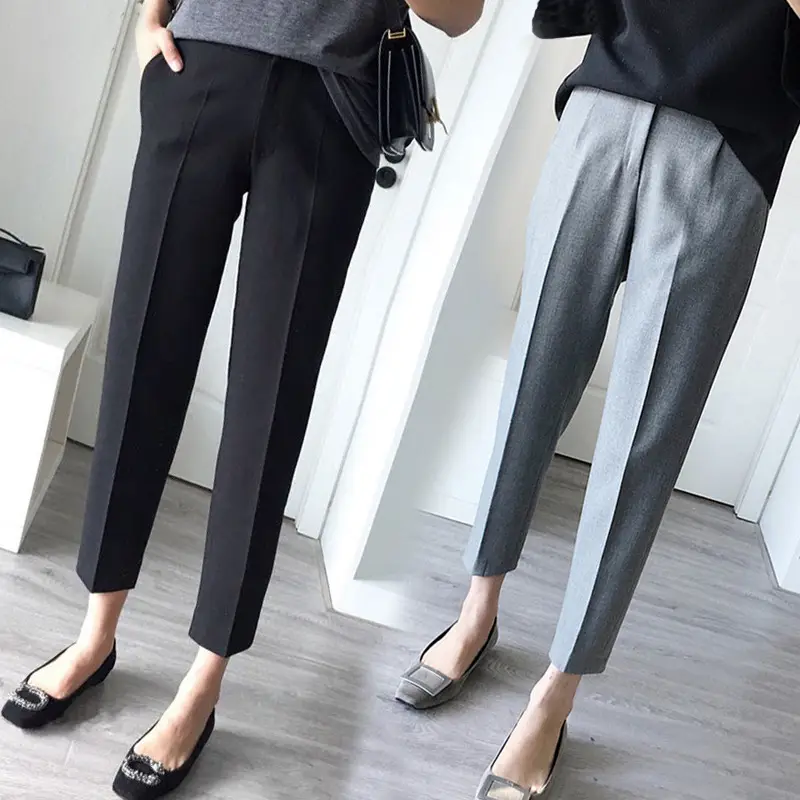 Women's Black Slim Fit Formal Pants for Spring Fall - Image 3