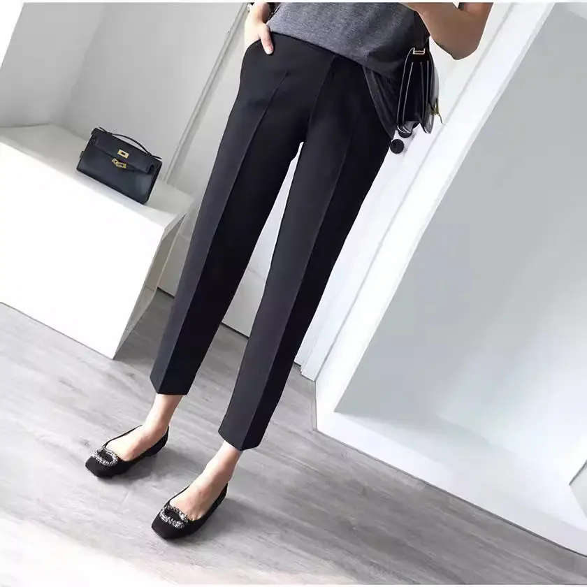 Women's Black Slim Fit Formal Pants for Spring Fall - Image 4