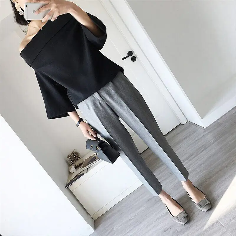Women's Black Slim Fit Formal Pants for Spring Fall — feature 13
