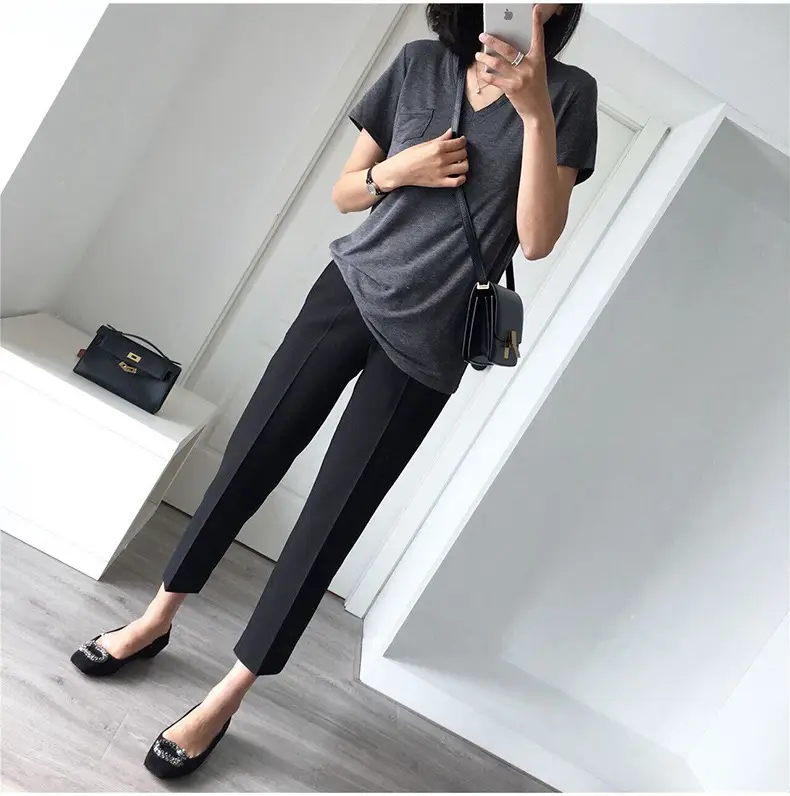 Women's Black Slim Fit Formal Pants for Spring Fall — feature 5