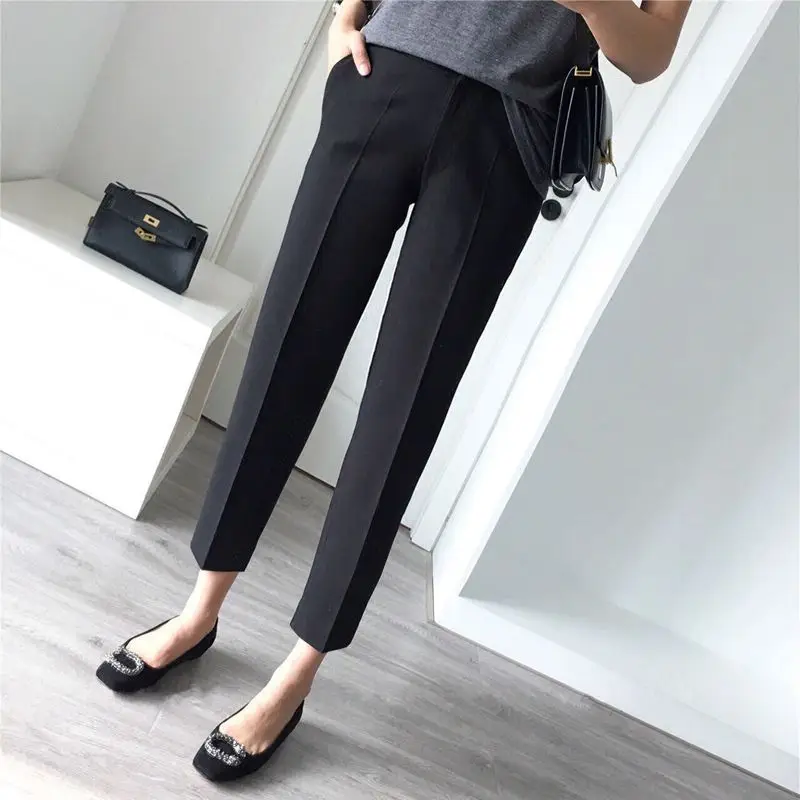 Women's Black Slim Fit Formal Pants for Spring Fall - Image 2
