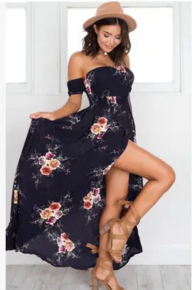 Black Floral Chest Wrap Dress for Women - Image 3