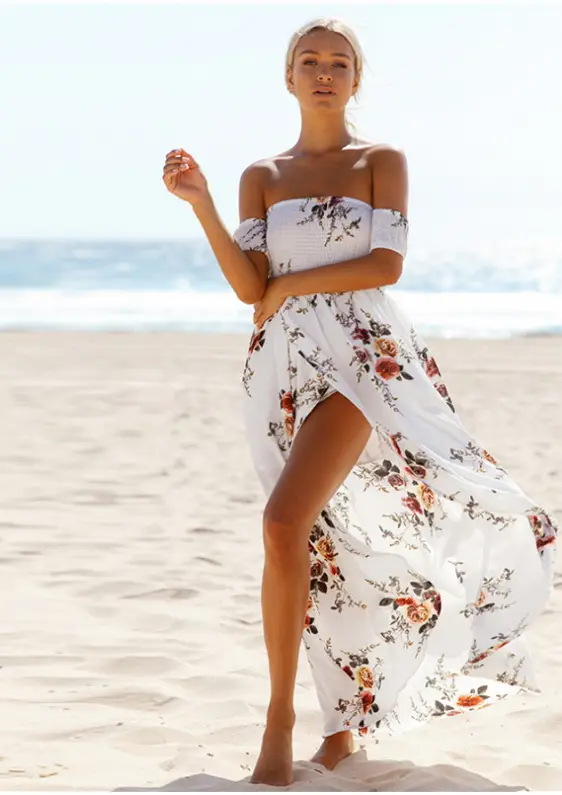 Black Floral Chest Wrap Dress for Women - Image 9