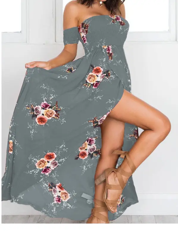 Black Floral Chest Wrap Dress for Women - Image 16