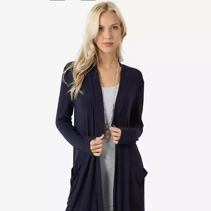 Black Long Sleeve Cardigan Coat for Women Large - Image 7
