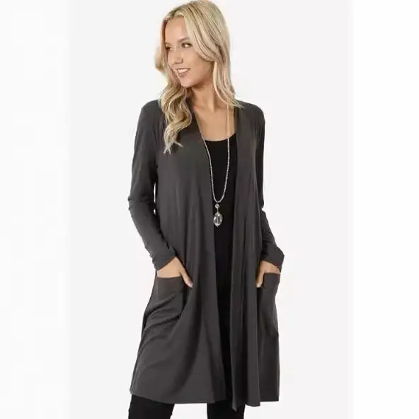 Black Long Sleeve Cardigan Coat for Women Large - Image 8