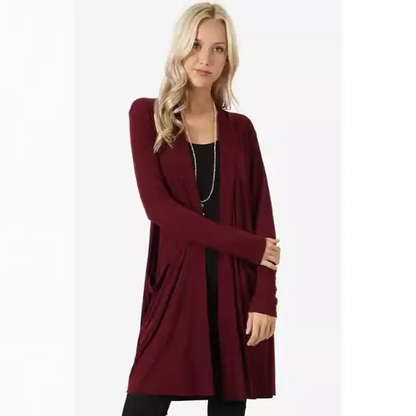 Black Long Sleeve Cardigan Coat for Women Large - Image 9