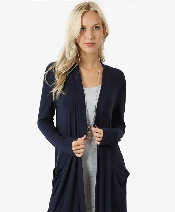 Black Long Sleeve Cardigan Coat for Women Large — feature 6