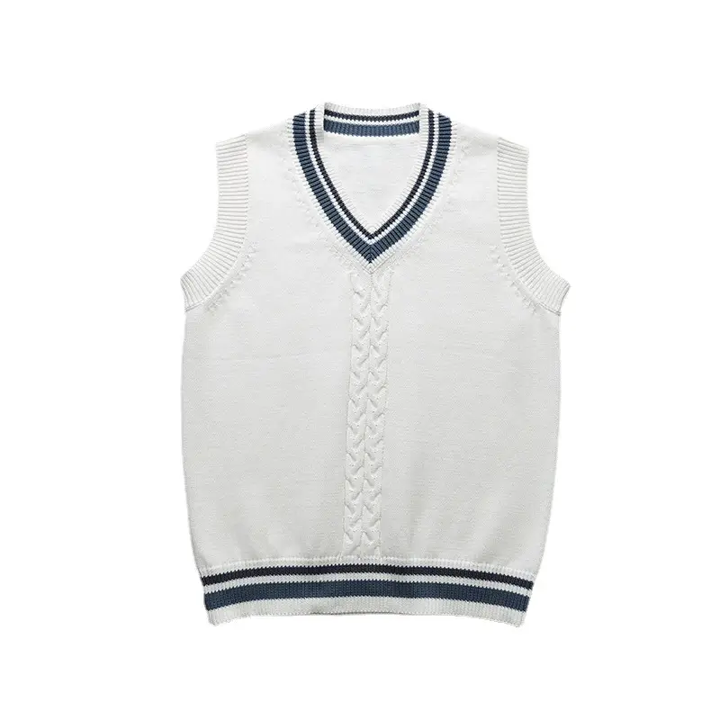 Gentle & One V-neck Sleeveless Vest Sweater White Blue - Image 6