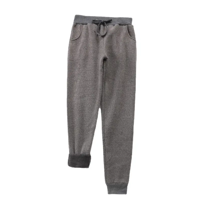 Women Black Warm Full-Length Pants 2023 Winter - Image 15
