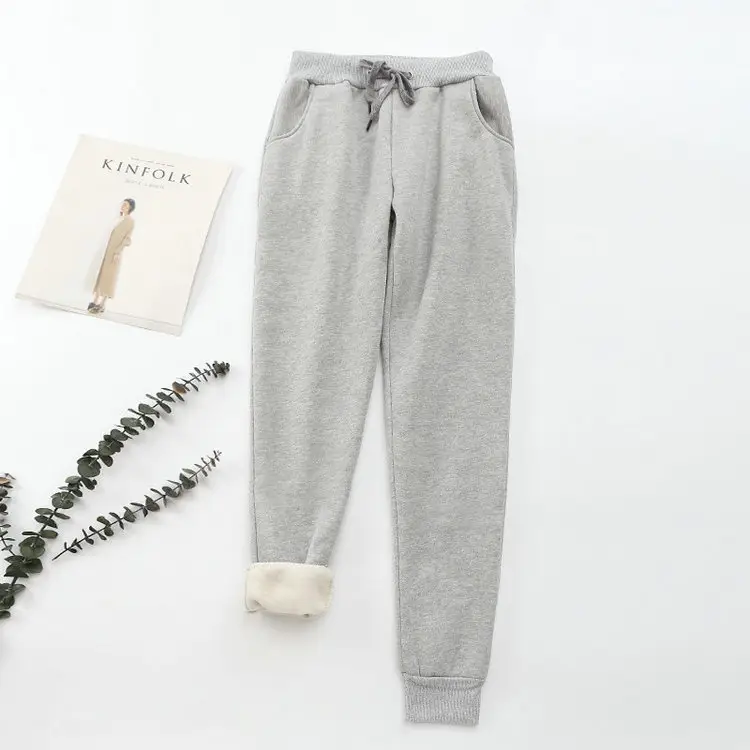 Women Black Warm Full-Length Pants 2023 Winter - Image 4