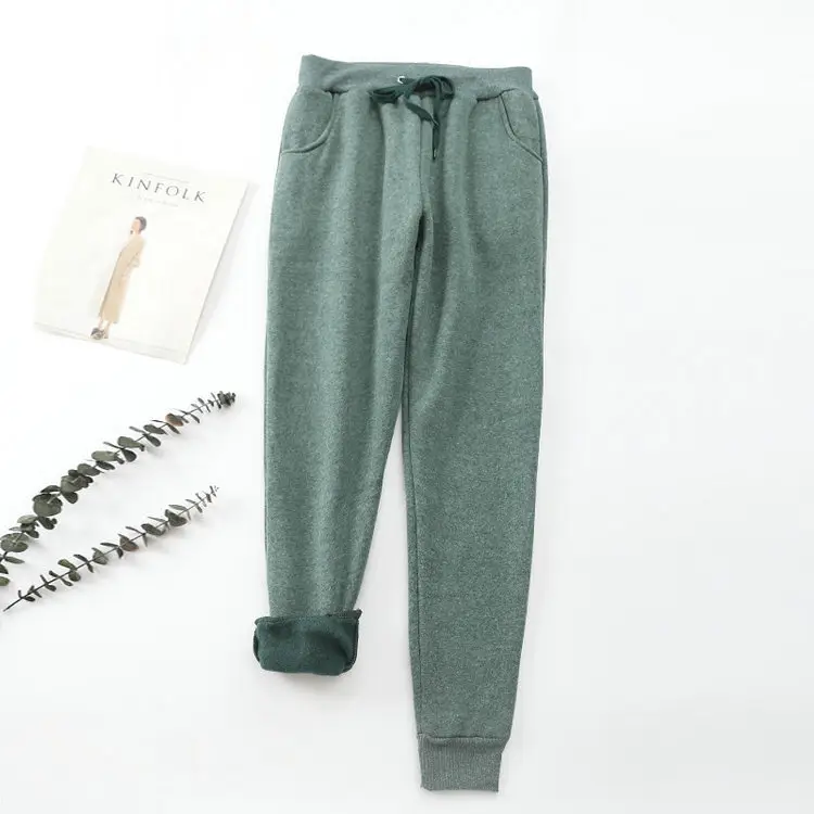 Women Black Warm Full-Length Pants 2023 Winter - Image 6