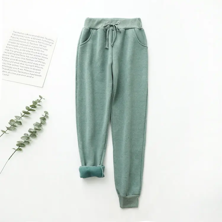 Women Black Warm Full-Length Pants 2023 Winter - Image 7