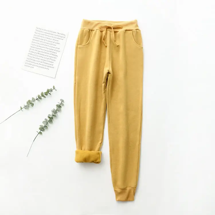 Women Black Warm Full-Length Pants 2023 Winter - Image 9