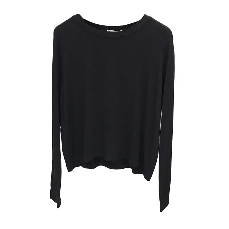 Women Long Sleeve T-Shirt Grey White Black Large Korean Style - Image 9