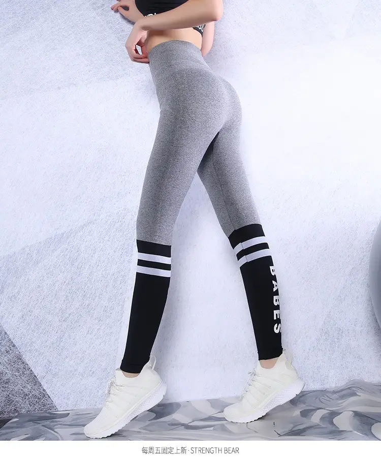 Women's Elastic Tight Fitness Pants Black Grey Quick Dry Yoga Training — feature 42