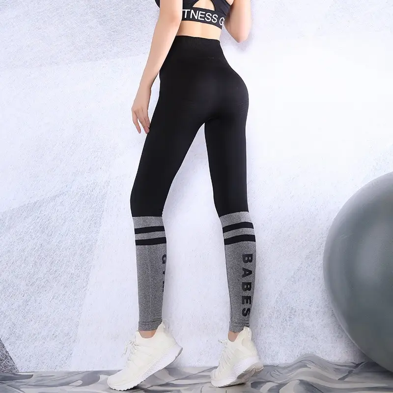 Women's Elastic Tight Fitness Pants Black Grey Quick Dry Yoga Training — feature 46