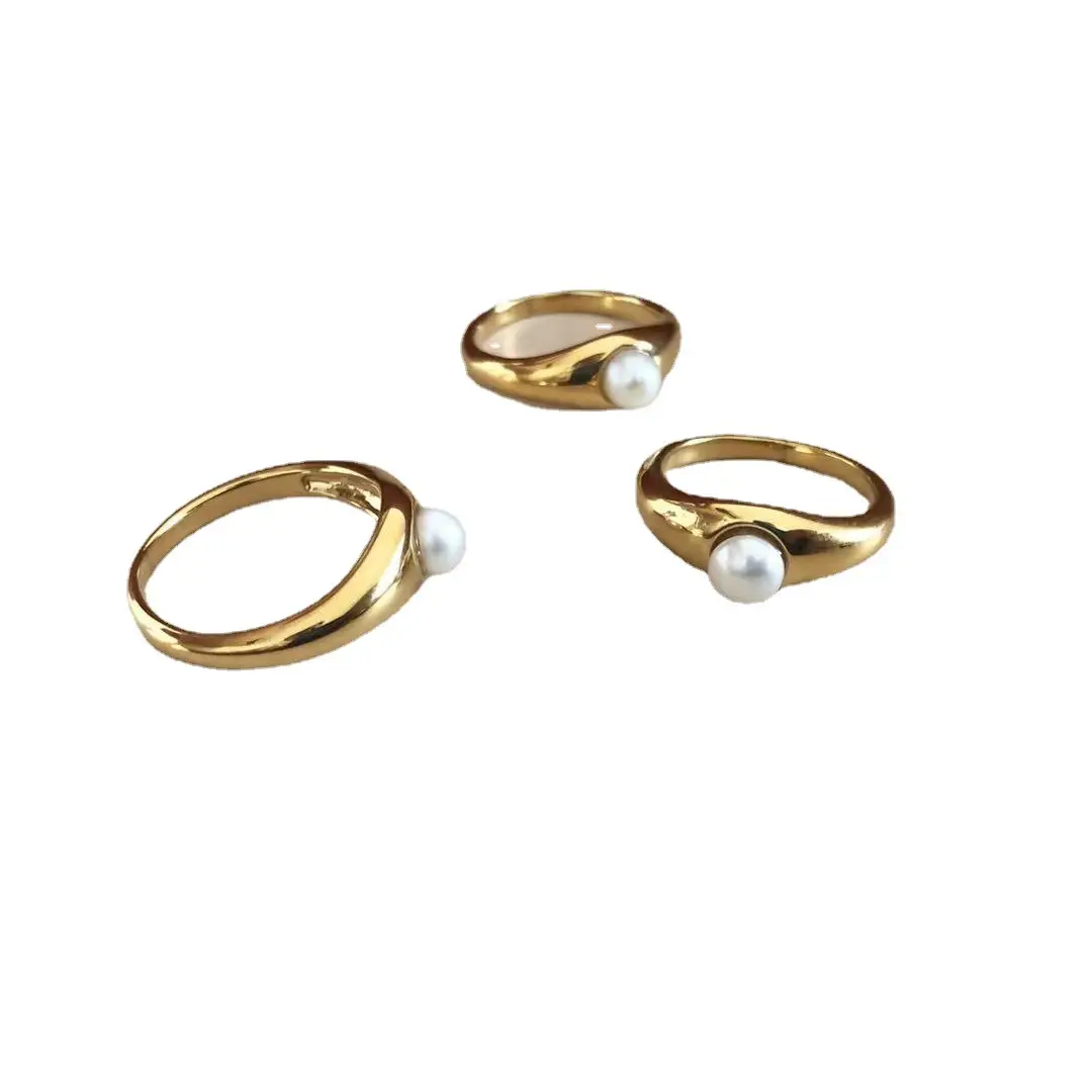 American Style Pearl Ring Brass Solid Cool Design - Image 5
