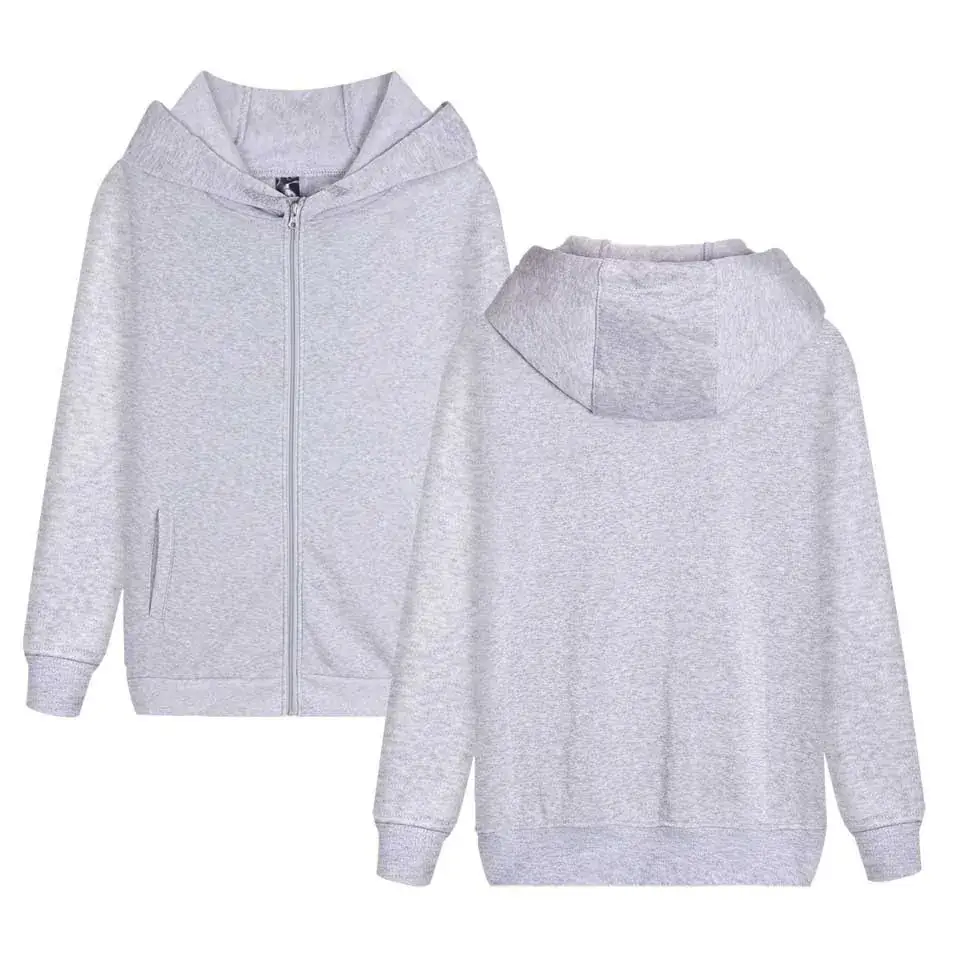 Men Grey Full Zip Hoodie Set Cotton Winter Wear