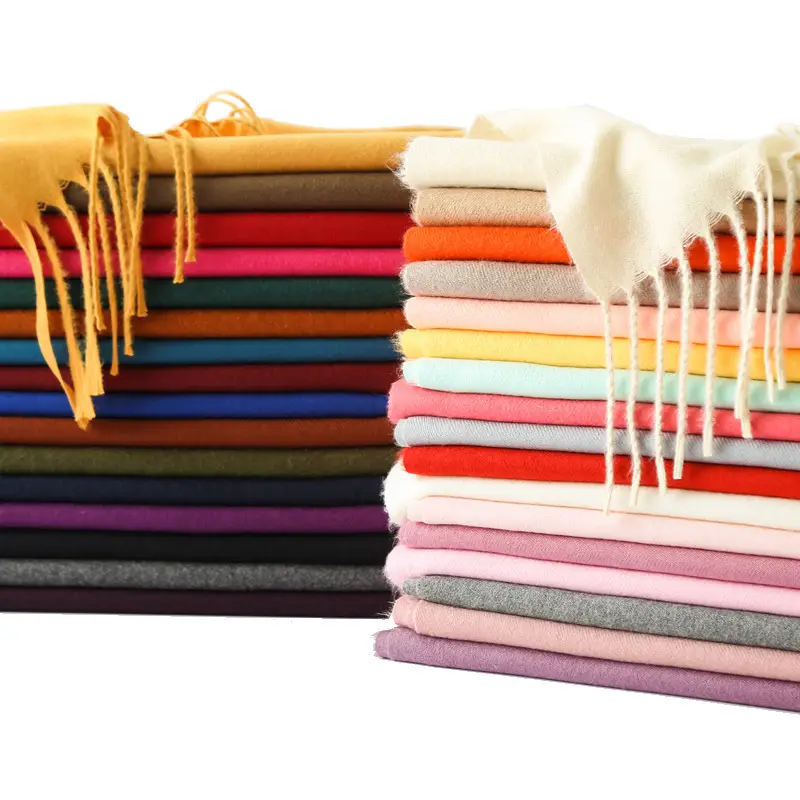 Autumn and Winter Classic Solid Color Light Thorned Imitation Cashmere Tassel Scarf for Men and Women Embroidered Printed Boutique Gift Scarf Wholesale