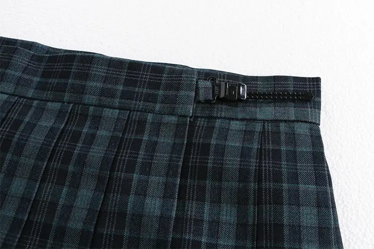 Japanese Pleated Folded Skirt Student Length Plaid — feature 3
