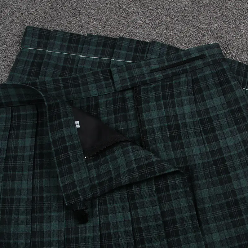 Japanese Pleated Folded Skirt Student Length Plaid — feature 9