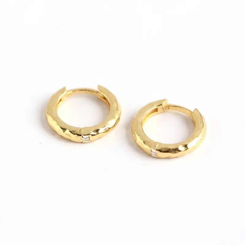 Sterling Silver Irregular Hammer Face Ring Earrings 8.5mm - Image 7