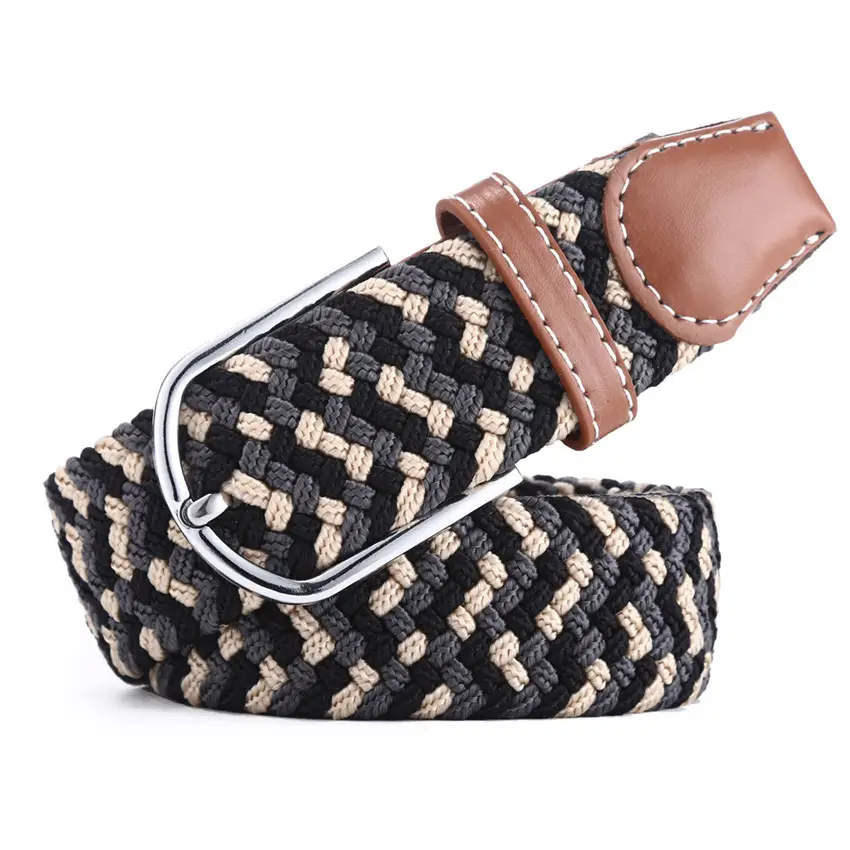 Men's Multicolor Elastic Belt with Alloy Buckle - Image 4