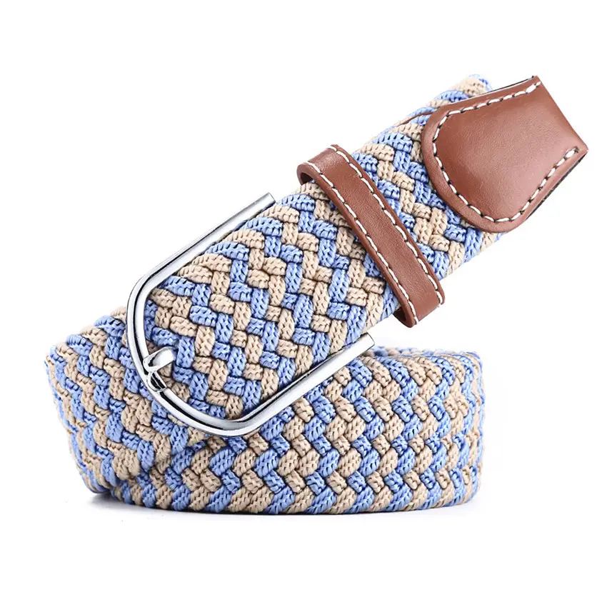 Men's Multicolor Elastic Belt with Alloy Buckle - Image 5