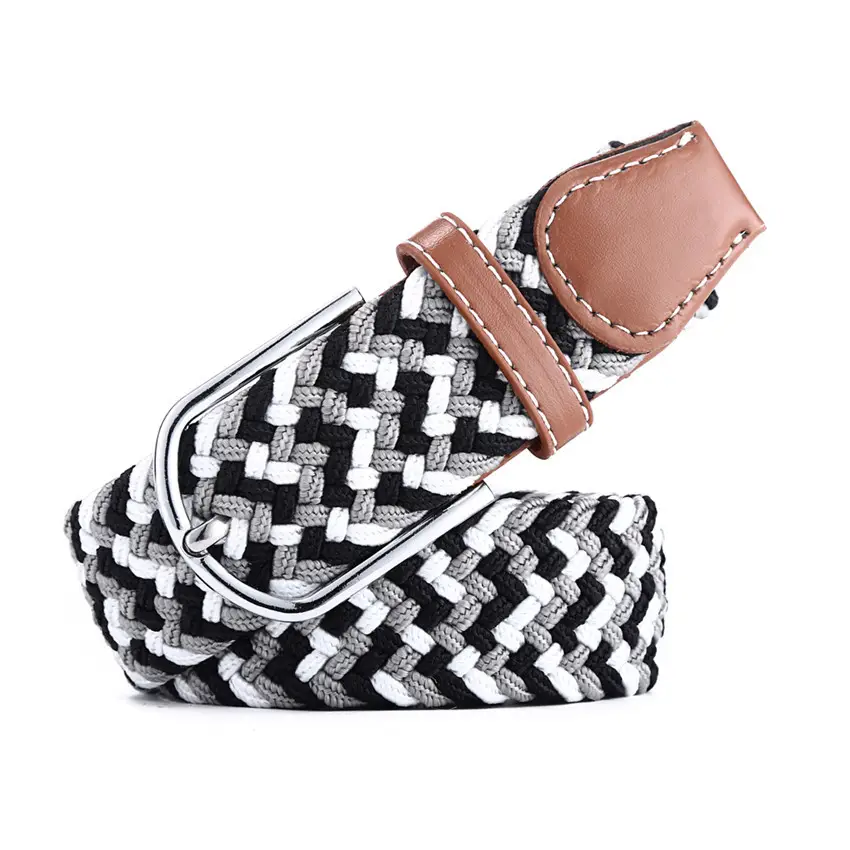 Men's Multicolor Elastic Belt with Alloy Buckle - Image 8