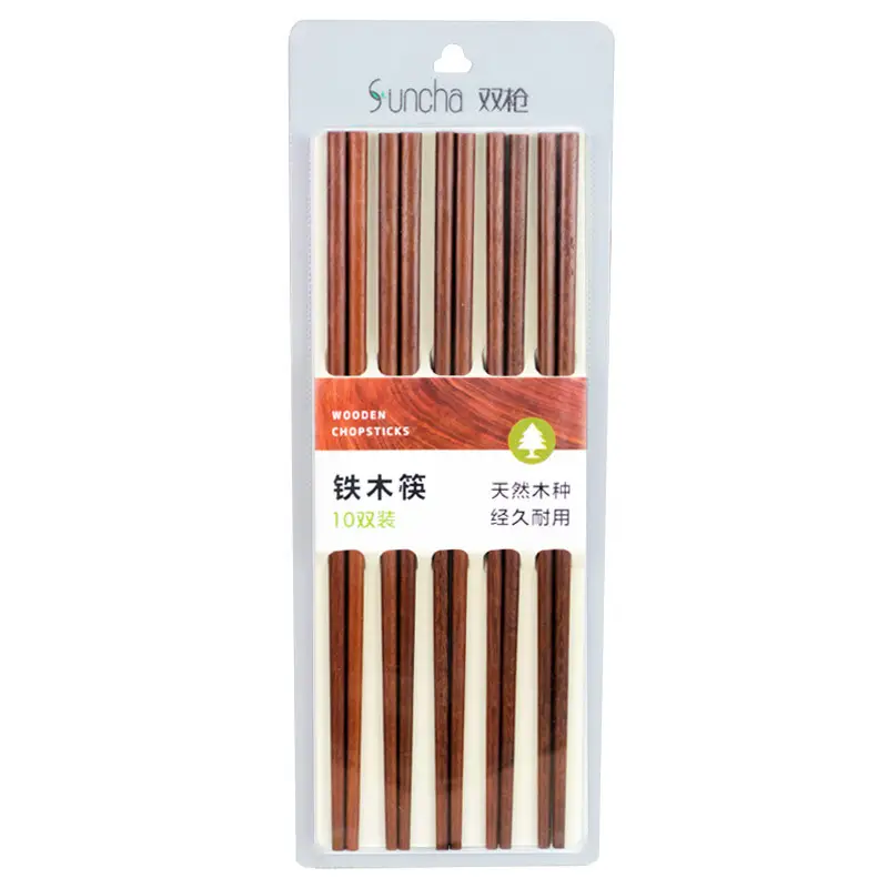Ironwood Double Gun Chopsticks 10 Pairs Wooden Tableware - Image 4