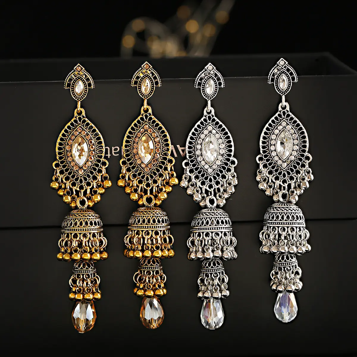 Exaggerated Metal Earrings with Micro Diamonds for Women - Image 10