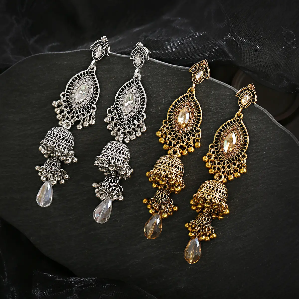 Exaggerated Metal Earrings with Micro Diamonds for Women - Image 6