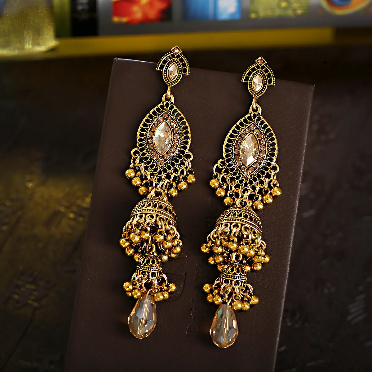 Exaggerated Metal Earrings with Micro Diamonds for Women - Image 8