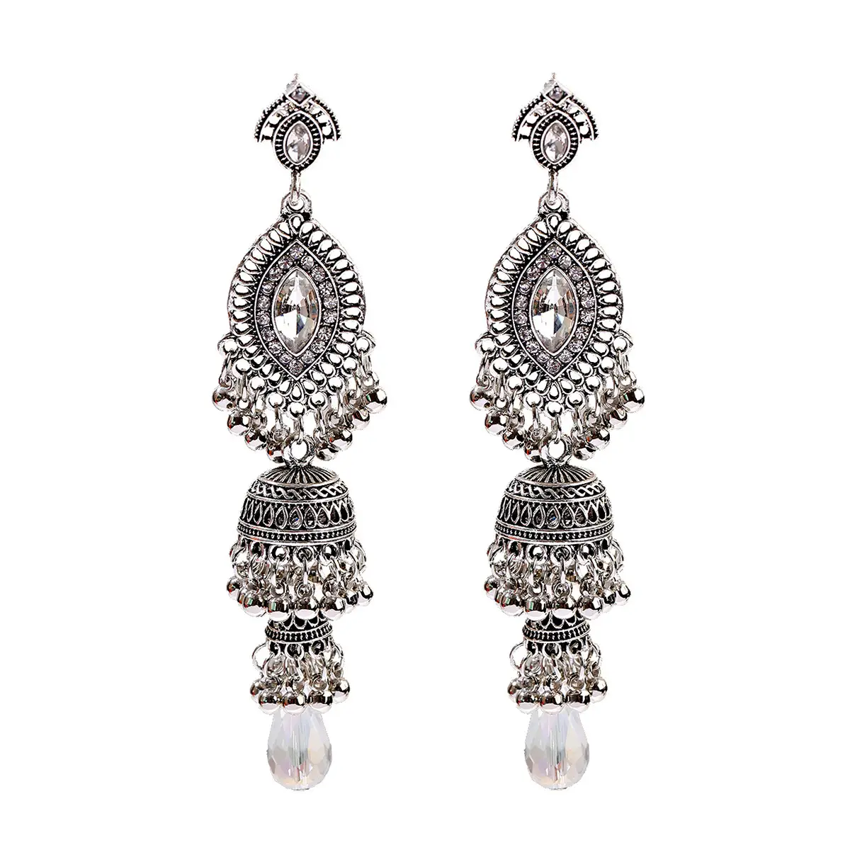 Exaggerated Metal Earrings with Micro Diamonds for Women - Image 9