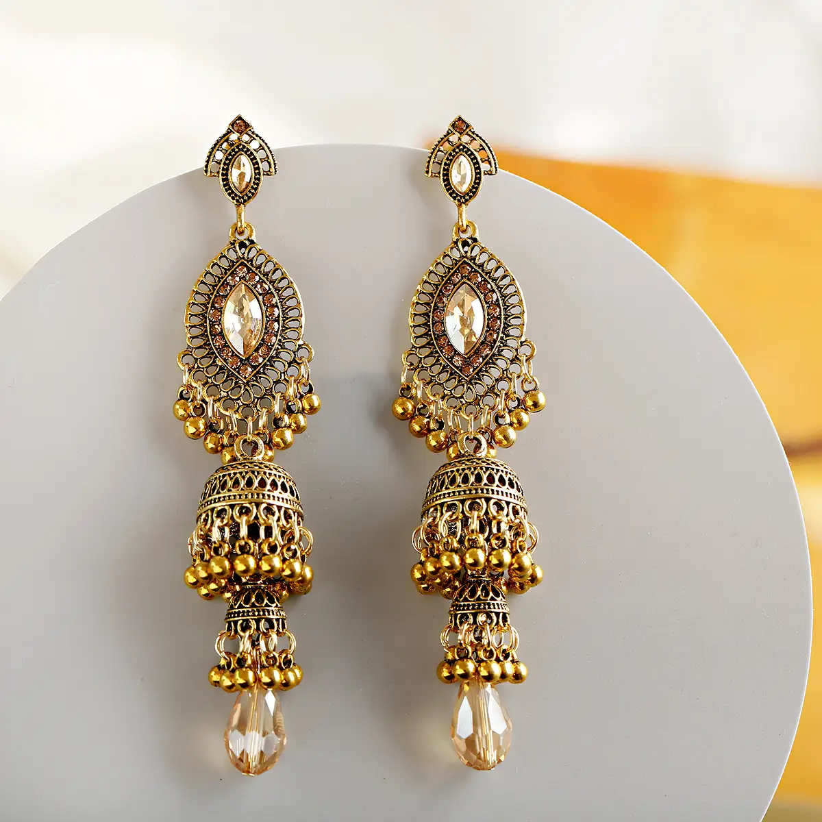 Exaggerated Metal Earrings with Micro Diamonds for Women - Image 3