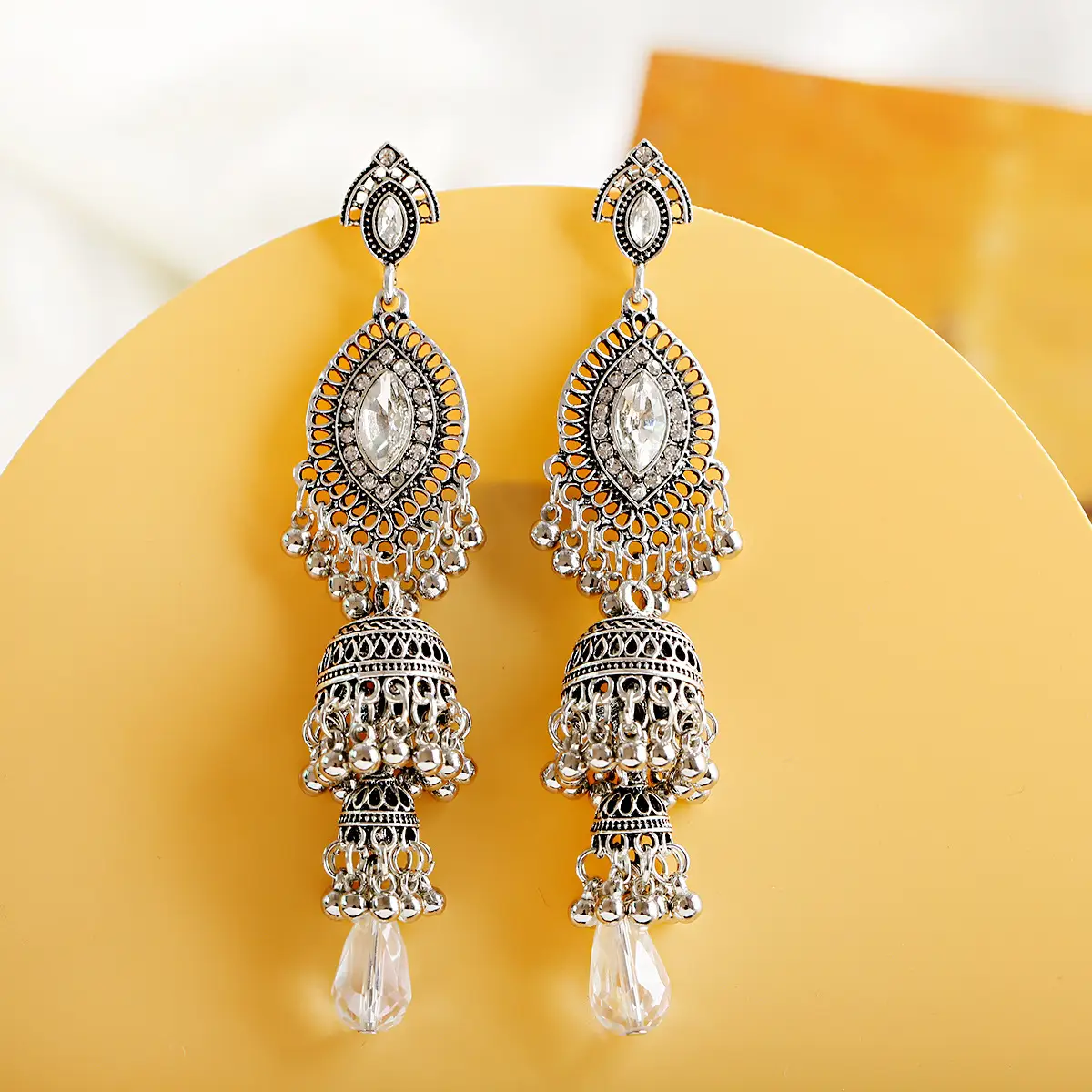 Exaggerated Metal Earrings with Micro Diamonds for Women - Image 4