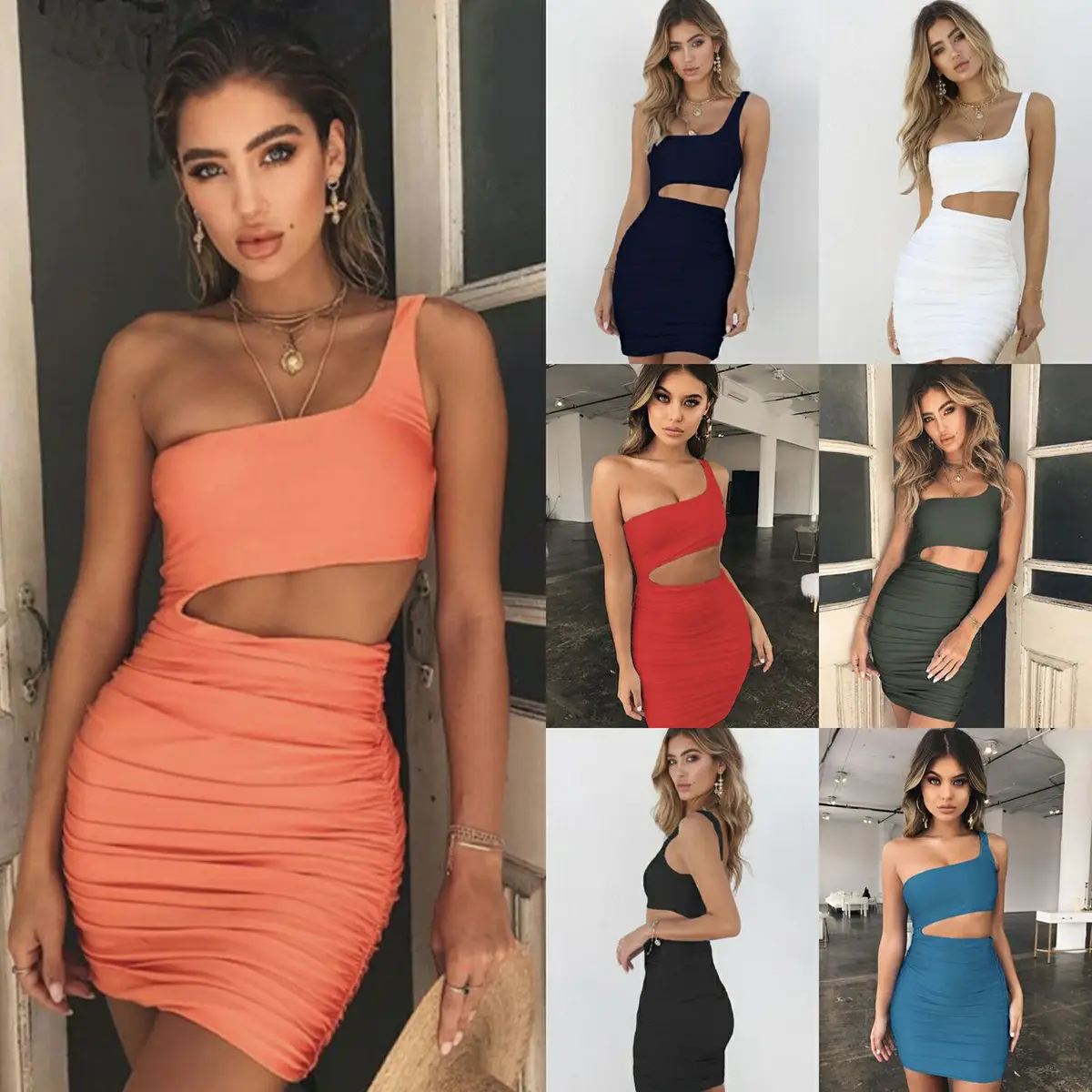 Yellow One-Shoulder Hip-Covering Bralette Set - Image 14