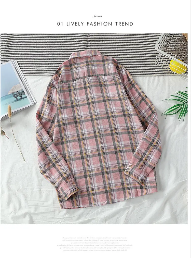 Men's Long Sleeve Plaid Shirt Korean Style Loose Casual — feature 51