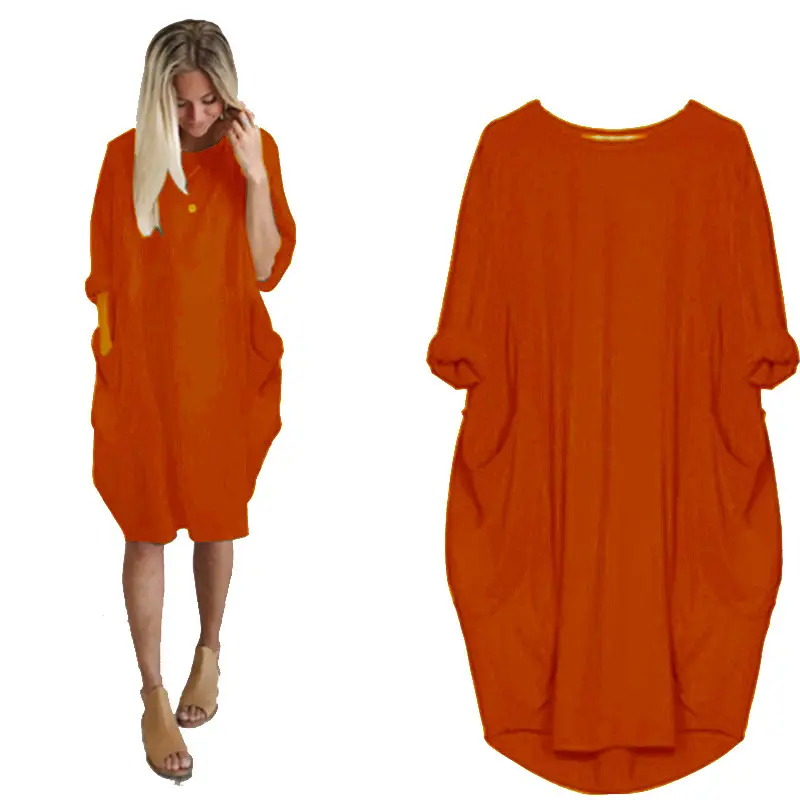 Green Cotton Mid-Length Dress for Women Plus Size - Image 11